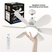Resim 1 adet/2 adet Modern Beyaz Fan Işığı Yuvarlak Bıçaklar ile - Ayarlanabilir LED Aydınlatma, Yatak Odası ve Oturma Odası için Enerji Verimli Tavan Fanı, Kolay Kurulum, Yatak Odası için Fan Işıkları, Çağdaş Aydınlatma, Dayanıklı Yapı 