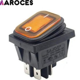 Resim Ic-104W Geniş Körüklü Işıklı Sarı Anahtar On-Off 4 Uçlu 220V 10 Adet 