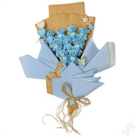 Resim 9 Pelüş Ayıcıklı Ve Led Işıklı Buket, 57cm X 45cm - Mavi 