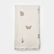 Resim Biorganic Butterfly Feeling Müslin Battaniye 90x90 Cm 64739 Ekru 