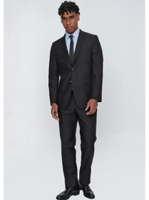 Resim İmza Siyah Gabardin Mono Yaka 4 Drop Comfort Fit Rahat Kesim Basic Takım Elbise 1001245009 Siyah 