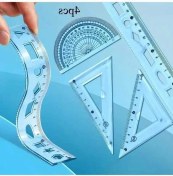 Resim Trendooze Sunshine022 Mavi 4lü Geometri Seti Dayanıklı Cetvel Açıölçer Okul Mühendislik Seti 