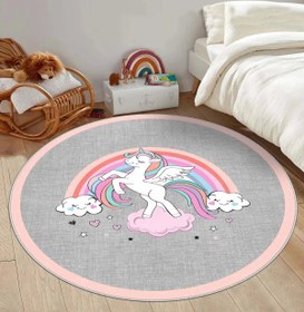 Resim Dijital Baskı Yuvarlak Çocuk Oyun Halısı LHÇH-07 - 160 X 160 