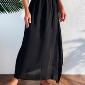 Resim Şık Kadın Yazlık Plaj Etek - Günlük Düz Renk, Yarı Şeffaf Polyester Bağcıklı Detaylı 