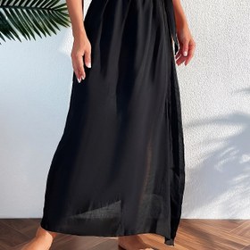 Resim Şık Kadın Yazlık Plaj Etek - Günlük Düz Renk, Yarı Şeffaf Polyester Bağcıklı Detaylı 