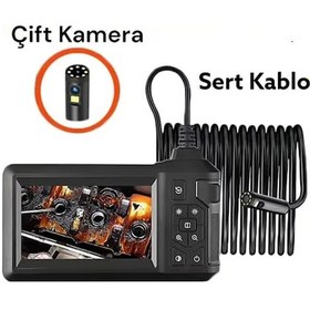 Resim Vtn-009 Ekranlı Çift Kameralı 20 Metre Sert Kablo Yılan Endoskop Kamera 8 Mm 4.3 Inc 