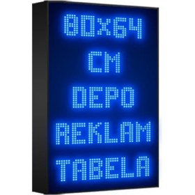 Resim Depo Tabela Reklam Mavi Kayan Yazı LED Tabela 80 x 64 cm Tek Taraflı Depo Reklam Tabela 