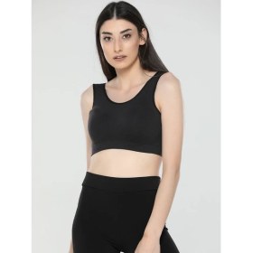 Resim Secret Moda Terletmeyen Kalın Askılı Dikişsiz Seamless Pedli Sporcu Sütyeni Büstiyer Siyah 