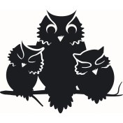 Resim Baykuş Ailesi Oto Motor Laptop Duvar Folyo Sticker 25X20 cm 