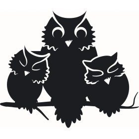 Resim Baykuş Ailesi Oto Motor Laptop Duvar Folyo Sticker 25X20 cm 