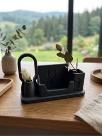 Resim mekatris3d Mekatris Modern Çiçeklikli Kartvizitlik - Çiçekçiler, Güzellik Salonları ve Butik İşletmeler İçin Vazolu Masaüstü Kartlık 