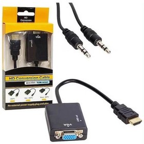 Resim Hdmi To Vga Ses Destekli Monitör Dönüştürücü Kablo Çevirici Adaptör 