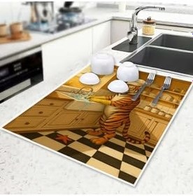 Resim Bulaşık Kurutma Matı Kurutma Örtüsü Tezgah Üstü Bulaşıklık 40X50Cm Yıkanabilir | Kaplan Desenli,Çok Renkli Tek Ebat 