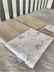 Resim Jaju Baby Waffle Pike Kumaş Ve Dağ Desenli Kombinli 60x120 Nevresim Takımı 