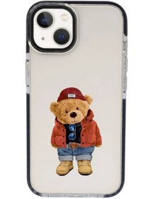 Resim iPhone 15 Uyumlu Teddy Bear Desenli Candy Bumper Darbe Emci Silikonlu Telefon Kılıfı 