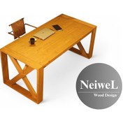 Resim Neiwel Diaz Doğal Ahşap Ofis Ve Çalışma Masası x 80 x 140 Açık Ceviz 