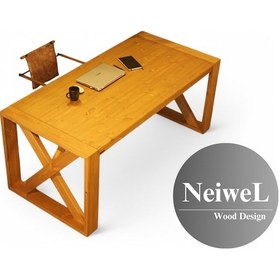 Resim Neiwel Diaz Doğal Ahşap Ofis Ve Çalışma Masası x 80 x 140 Açık Ceviz 