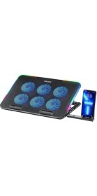 Resim CetKing Gaming M60 Laptop Soğutucu, Notebook Stand,10 Rgb Işık Kontrolü, 15.6-17 Inch, Hız Kontrolü, 6 Büyük Fan,telefon Standı, 2 USB 