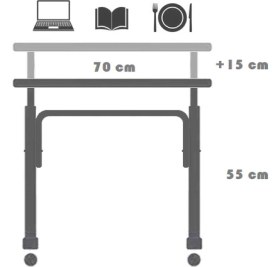 Resim servetavcı Yükseklik Ayarlı Laptop Sehpası ve Çalışma Masası - Antrasit (Tekerli) 70X40 