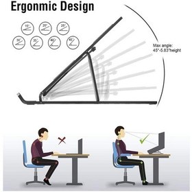 Resim 7 Kademeli Ayarlı Katlanabilir Laptop Tablet Standı Siyah Beyaz - Gri 