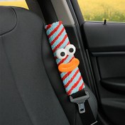 Resim 1pc Sevimli Canavar Polyester Araç Emniyet Kemer Kapağı Omuz Yastığı, Evrensel Uygun, Komik Sosis Ağız Tasarımı ile Sevimli Gözler, Araç Güvenlik Kemer Yastığı Aksesuarı 