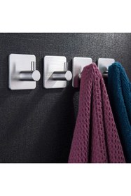 Resim DELTAHOME Paslanmaz Çelik 4 Adet Banyo Askısı Yapışkanlı Havluluk Anında Montaj Vida Yok! 