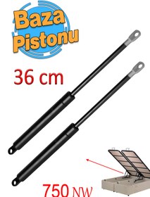 Resim Badem10 Baza Makası Gazlı Amartisör Pistonu 750 Newton 36 cm Baza Üst Kapak Kaldırma Mekanizması 2 Adet 