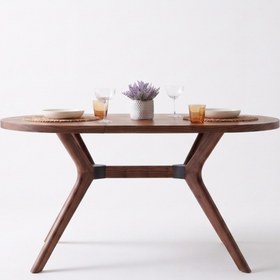 Resim NORA CEVİZ RENGİ OVAL MASA TAKIMI, 80X130 