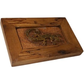 Resim Semender Ahşap Çerçeveli Seramik Elyapımı Handmade Tablo 15 22,5 2,5 Cm Çerçeveli 