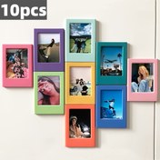 Resim 10 Adet Renkli 3 İnç Manyetik Fotoğraf Çerçevesi - Retro Buzdolabı Mıknatısları, Ev Dekoru, Yatak Odası, Ofis İçin - Noel, Sevgililer Günü, Doğum Günü, Yılbaşı Hediyesi, Şirin Buzdolabı Mıknatısları, Dayanıklı Çerçeve Malzemesi 