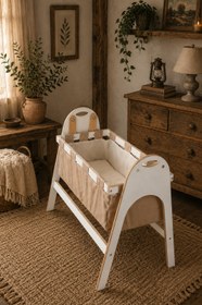 Resim BABYSWING Sallanır Anne Yanı Beşik | 0-1 Yaş | %100 BEYAZ MDF 