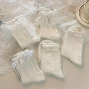 Resim 5 Çift Lolita Tarzı Çorap Beyaz Kurdele Dantel Çorap Orta Boru Japon Kolej Tarzı Prenses Çorap Tatlı JK Sokak Giyim Çorapları 