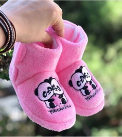 Resim Pandalina çocuk panduf sevimli Pandalar figürlü Cırt Cırtlı Kaydırmaz Taban Anaokulu Kreş Ev Ayakkabısı 