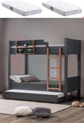 Resim Setay Ranza, Asya Ayrılabilir Yavrulu Ranza, Antrasit - Ceviz + 2 Adet Comfort Yatak 