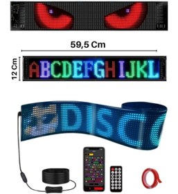 Resim SONREİR 12x59.5cm Matrix Esnek Led Ekran Telefon Kontrollü Cama Yapışan Araba,kamyon,dükkan Bluetooth Tabela 