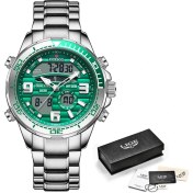 Resim Hanyang Gümüş Yeşil Lıge Marka Foxbox Iş Dijital Erkek Saatler Erkekler Için En Lüks Spor Kuvars Kol Saati Askeri Su Geçirmez Aydınlık Adam Saat (Yurt Dışından) 