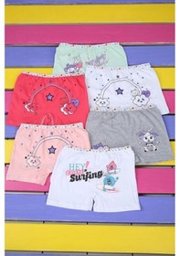 Resim Tutku Kız Çocuk Çok Renkli Pamuklu Boxer 6'lı Paket Karışık 