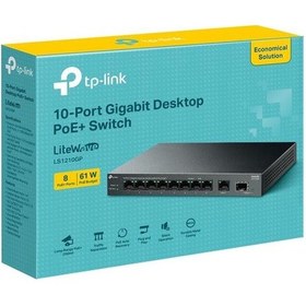 Resim Tp-lınk Ls1210gp 8 Port Gıgabıt + 1xrj45/1xsfp Uplınk 61w 250 Metre Poe Mesafe Metal Kasa 