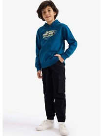 Resim Defacto Erkek Çocuk Minecraft Kapüşonlu Sweatshirt G6915a825cwın101 İndigo-ın101 