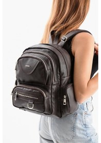 Resim Baginn Suni Deri Kadın Sırt Çantası 38 28 Cm Mega Bag Günlük Kullanıma Uygun Çok Cepli İçi Astarlı Kahverengi 