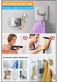 Resim 2'li Kendinden Yapışkanlı Paslanmaz Banyo Askısı / Havlu Askısı Çelik 