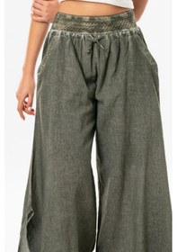Resim Güzide Şile Bezi Lastikli Simetrik Paça Yazlık Şalvar Haki Hk-haki Haki 