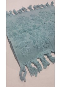 Resim El Bağlamalı Saçaklı El Havlusu 50x90 Cm Petrol Mavi 