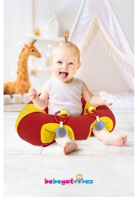 Resim Çıngıraklı Kırmızı Sarı Bebek Oturma Destek Minderi Bebek Koltuğu 