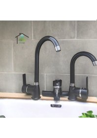 Resim Mintev Siyah Ultra Lüx Komple Set Mutfak Evye Lavabo Ve Banyo Bataryası Siyah 