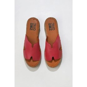 Resim Bueno Shoes Fuşya Deri Kadın Dolgu Topuklu Terlik 