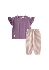 Resim Cigit Müslin Şalvarlı T-shirt Takım 2-10 Yaş Mor 
