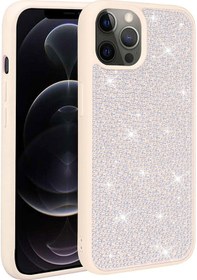 Resim İphone 13 Pro Uyumlu Parlak Taşlı Tasarım Hgea Ston Kılıf-beyaz Beyaz 