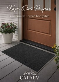 Resim ÇAPAEV Nem Alıcı Toz Kontrol Paspası Kapı Önü Toz&nem Kontrol Paspasları 50 Cm X 80 Cm -antrasıt Renk 