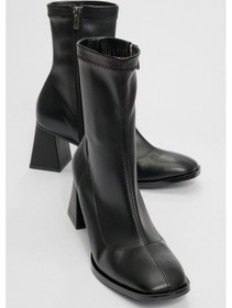 Resim Luvi Shoes Plesa Siyah Kadın Kalın Topuklu Bot Siyah 